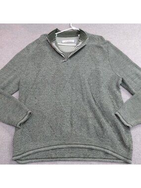 Tommy Bahama Sweater 2XL Green Long Sleeves 1/4 Zip Argyle Pullover
